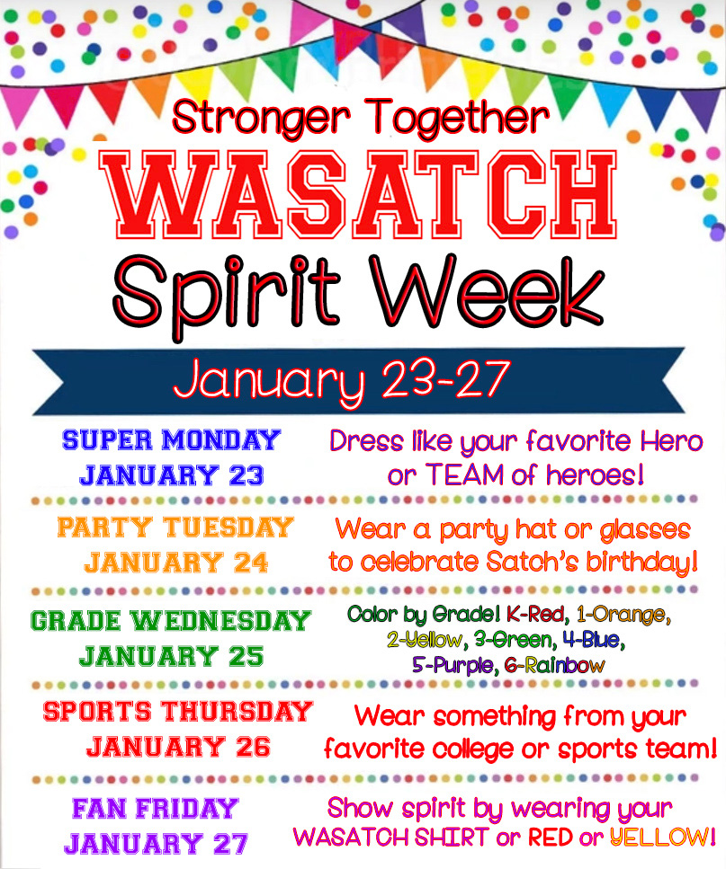 Spirit Week Dress Up Days And Volunteer Opportunities Wasatch 